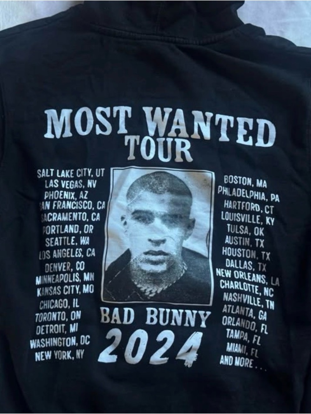 "Most Wanted Tour 2024" Black Graphic Hoodie Size Small